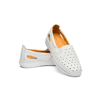 کفش روزمره زنانه مدل آنیس تابستانی تمام چرم رنگ سفید